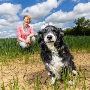 Dr Arielle Griffiths and Ruff vegan dog